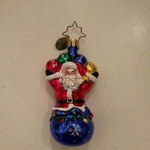 Christopher Radko Santa Ornament - Red, Blue, Gold